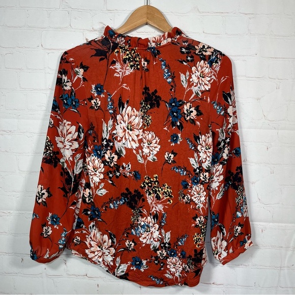 Loft Tunic Blouse Womens Size Small Petite Floral Sheer Pullover V Neck - Picture 9 of 9